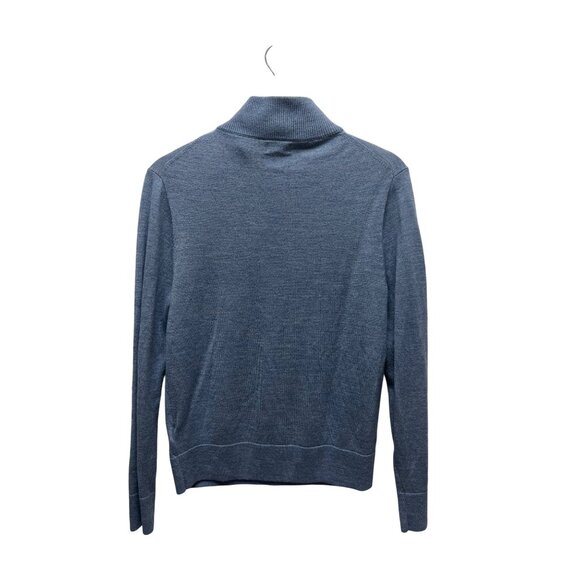J. Crew Medium Blue Merino Wool Quarter Zip Sweater - Picture 6 of 7